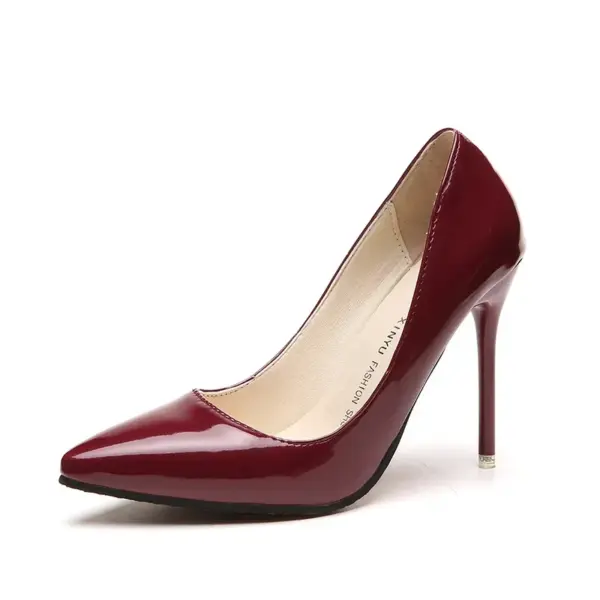 Zapatos de tacón alto color piel para mujer, de charol, sexys, con punta puntiaguda y tacón fino, para boda, 2024 - Imagen 10