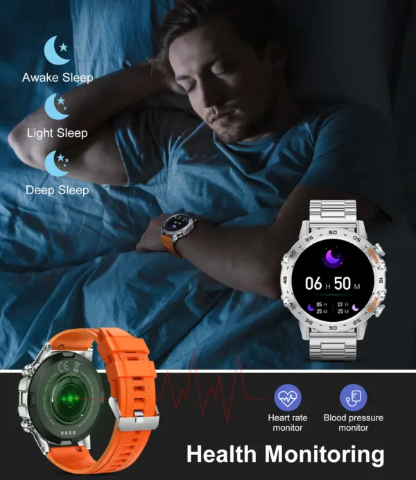 LIGE - Reloj inteligente con llamadas y Bluetooth de 1,39 pulgadas para hombre, para deportes al aire libre, fitness, control del ritmo cardíaco y de la salud, para teléfonos Android e IOS - Imagen 4