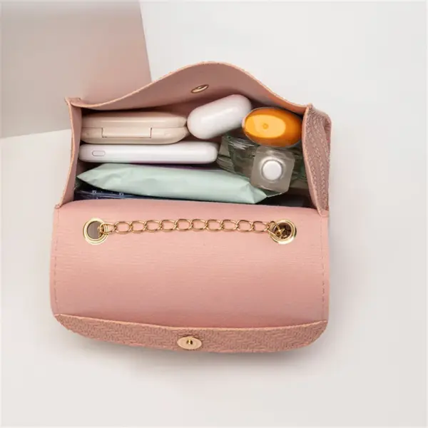 Bolso cuadrado con cadena en relieve de piel sintética de gran capacidad, tipo bandolera para teléfono móvil para mujer - Imagen 5