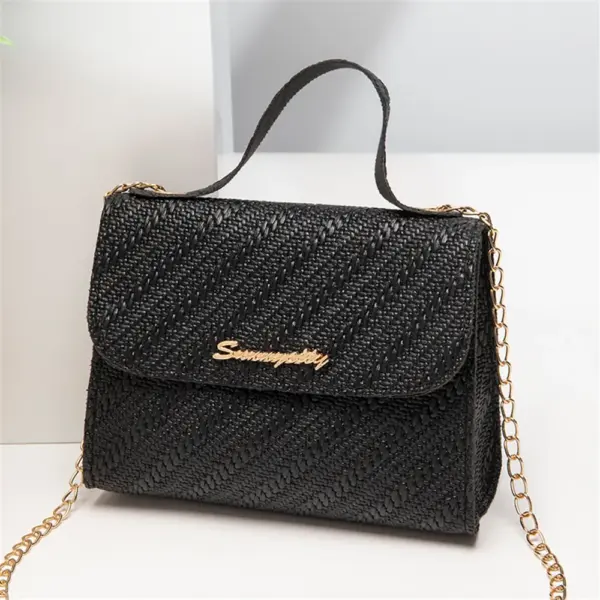 Bolso cuadrado con cadena en relieve de piel sintética de gran capacidad, tipo bandolera para teléfono móvil para mujer