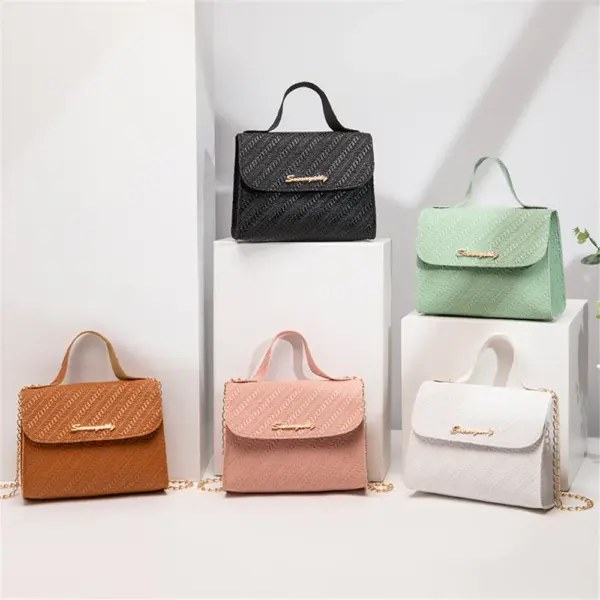 Bolso cuadrado con cadena en relieve de piel sintética de gran capacidad, tipo bandolera para teléfono móvil para mujer - Imagen 2