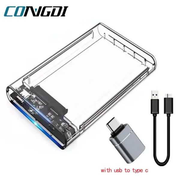 Carcasa para disco duro USB 3.0, carcasa para disco duro SATA SSD de 2,5 pulgadas con velocidad de transferencia de 5 Gbps, carcasa externa móvil, cajas para disco duro, cable