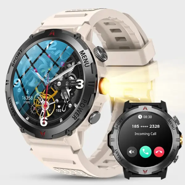 Nuevo reloj inteligente para hombre y mujer, con linterna LED, resistente al agua IP68, más de 100 modos deportivos, rastreador de actividad física, marco de metal, reloj inteligente para exteriores - Imagen 10