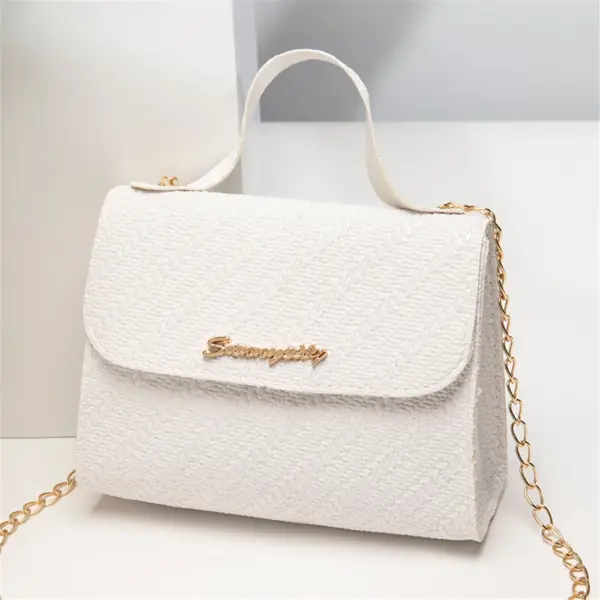 Bolso cuadrado con cadena en relieve de piel sintética de gran capacidad, tipo bandolera para teléfono móvil para mujer - Imagen 9