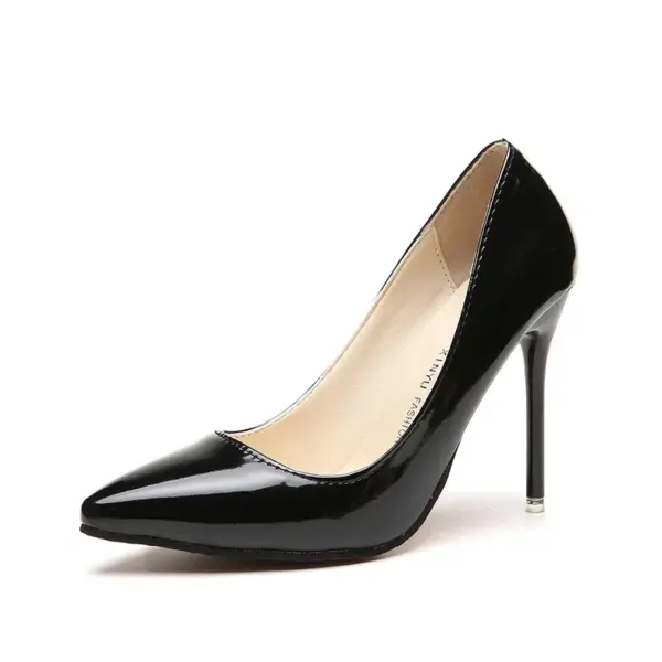 Zapatos de tacón alto color piel para mujer, de charol, sexys, con punta puntiaguda y tacón fino, para boda, 2024 - Imagen 12