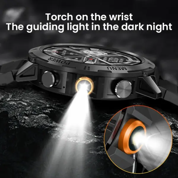 Nuevo reloj inteligente para hombre y mujer, con linterna LED, resistente al agua IP68, más de 100 modos deportivos, rastreador de actividad física, marco de metal, reloj inteligente para exteriores - Imagen 6