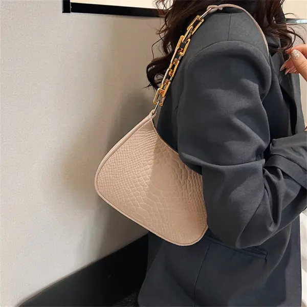 Bolso de mano de piel de cocodrilo de alta marca, sencillo, de tendencia de nicho, para mujer - Imagen 4