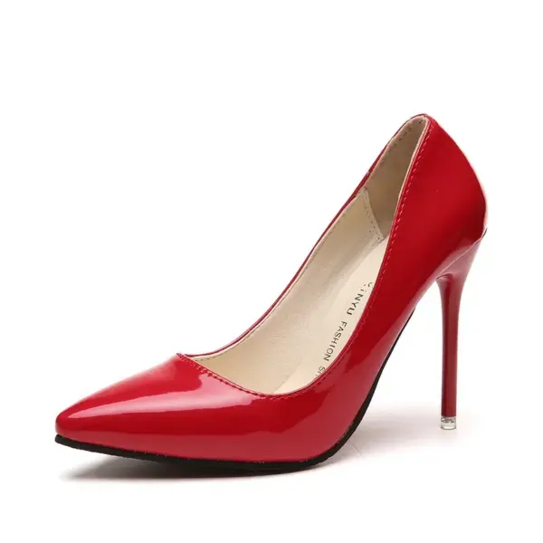 Zapatos de tacón alto color piel para mujer, de charol, sexys, con punta puntiaguda y tacón fino, para boda, 2024 - Imagen 8