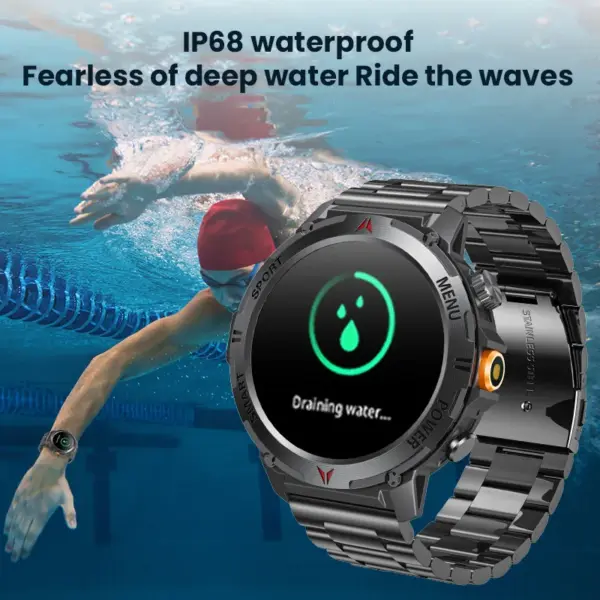 Nuevo reloj inteligente para hombre y mujer, con linterna LED, resistente al agua IP68, más de 100 modos deportivos, rastreador de actividad física, marco de metal, reloj inteligente para exteriores - Imagen 3