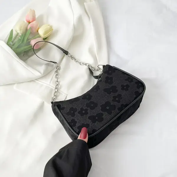 Bolso de hombro con patrón de tela de fieltro de moda para mujer, bolso de mano con asa pequeña debajo del brazo, bolso de mano de lujo de color sólido para mujer con monedero - Imagen 10