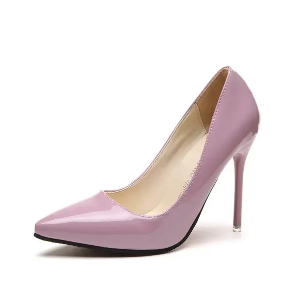 Zapatos de tacón alto color piel para mujer, de charol, sexys, con punta puntiaguda y tacón fino, para boda, 2024 - Imagen 9
